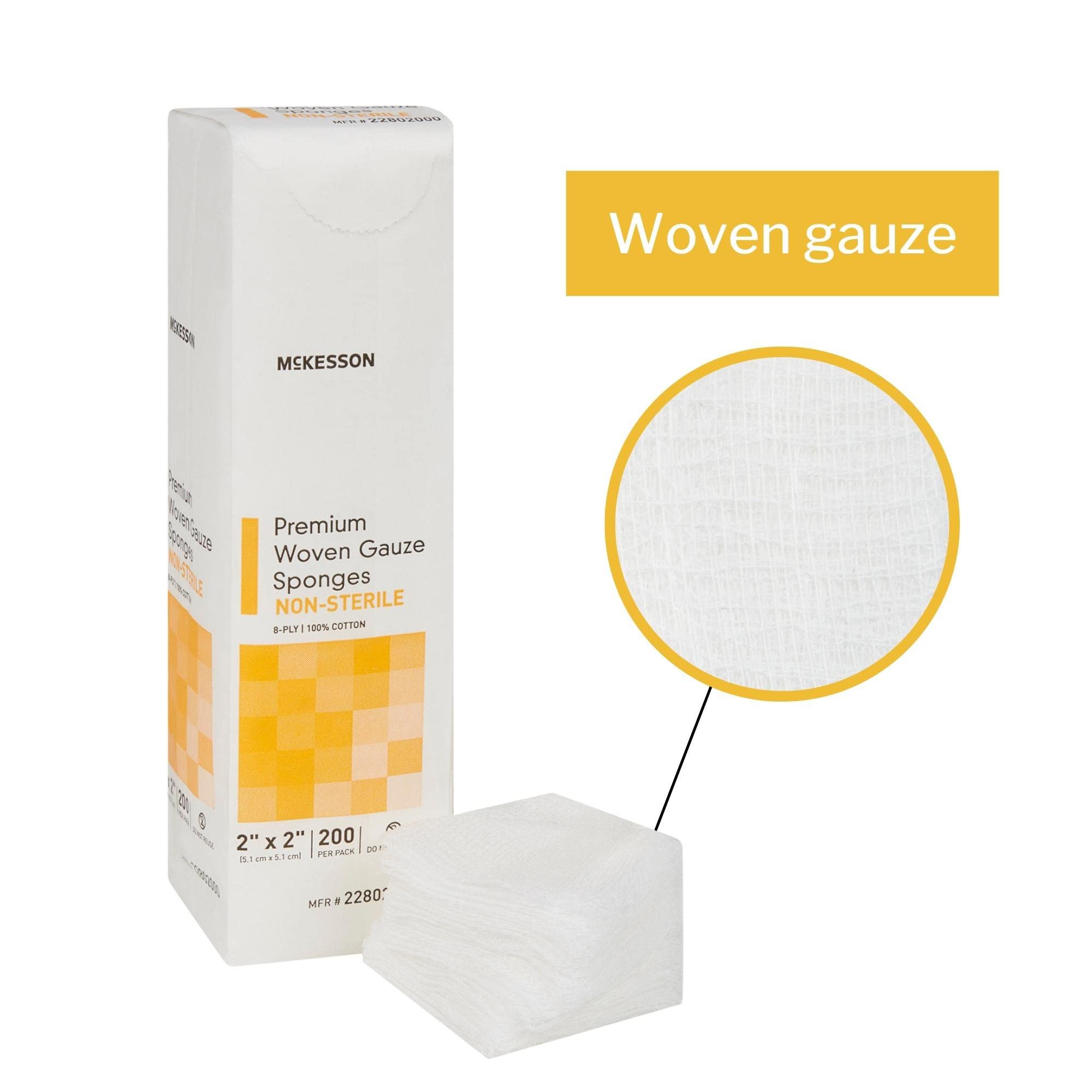 McKesson Premium Woven Gauze Sponges, Non-Sterile, 8-Ply, 100% Cotton, 2 in x 2 in, 200 per Pack, 1 Pack - Image 6
