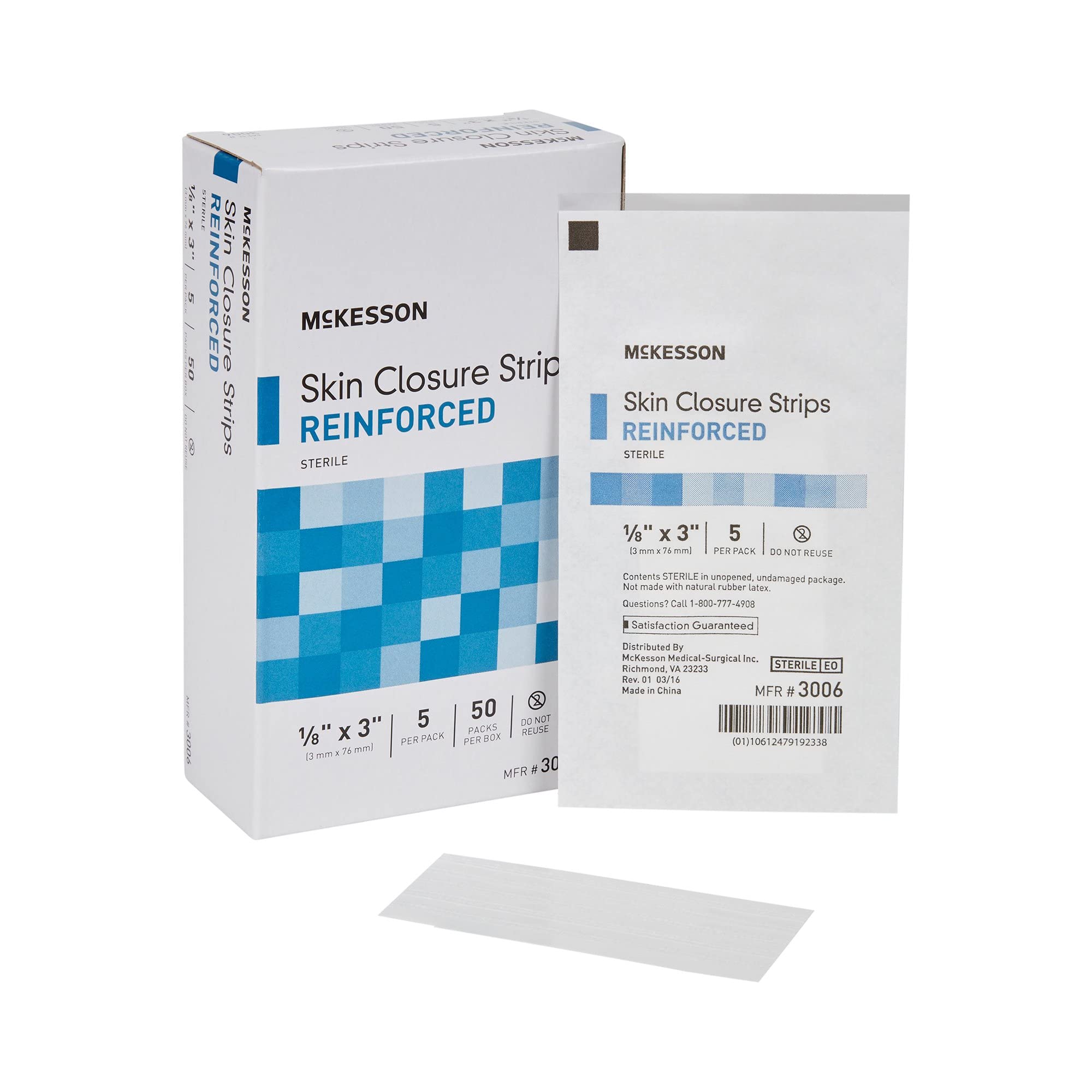 McKesson Skin Closure Strips, Sterile, Reinforced, 1/8 in x 3 in, 50 Count - Image 7