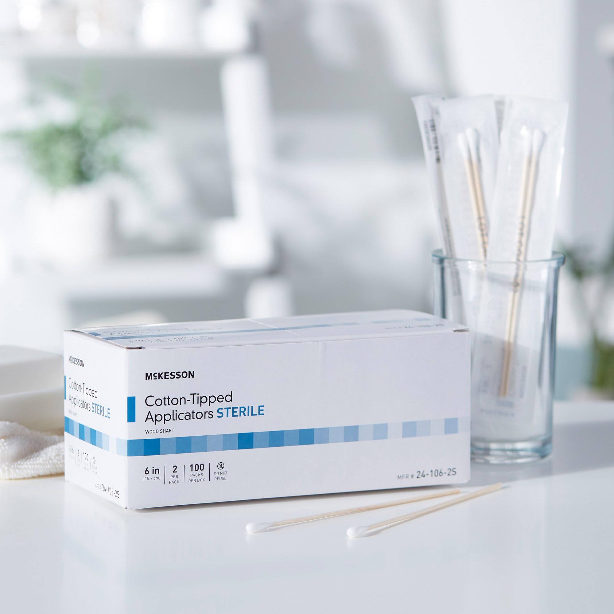 McKesson Cotton Tipped Applicator, 6 in [2000 Count] Long Sterile Medical Swabs, Individually Wrapped, Wood Shaft, 2 Per Pouch, 1000 Packs - Image 5