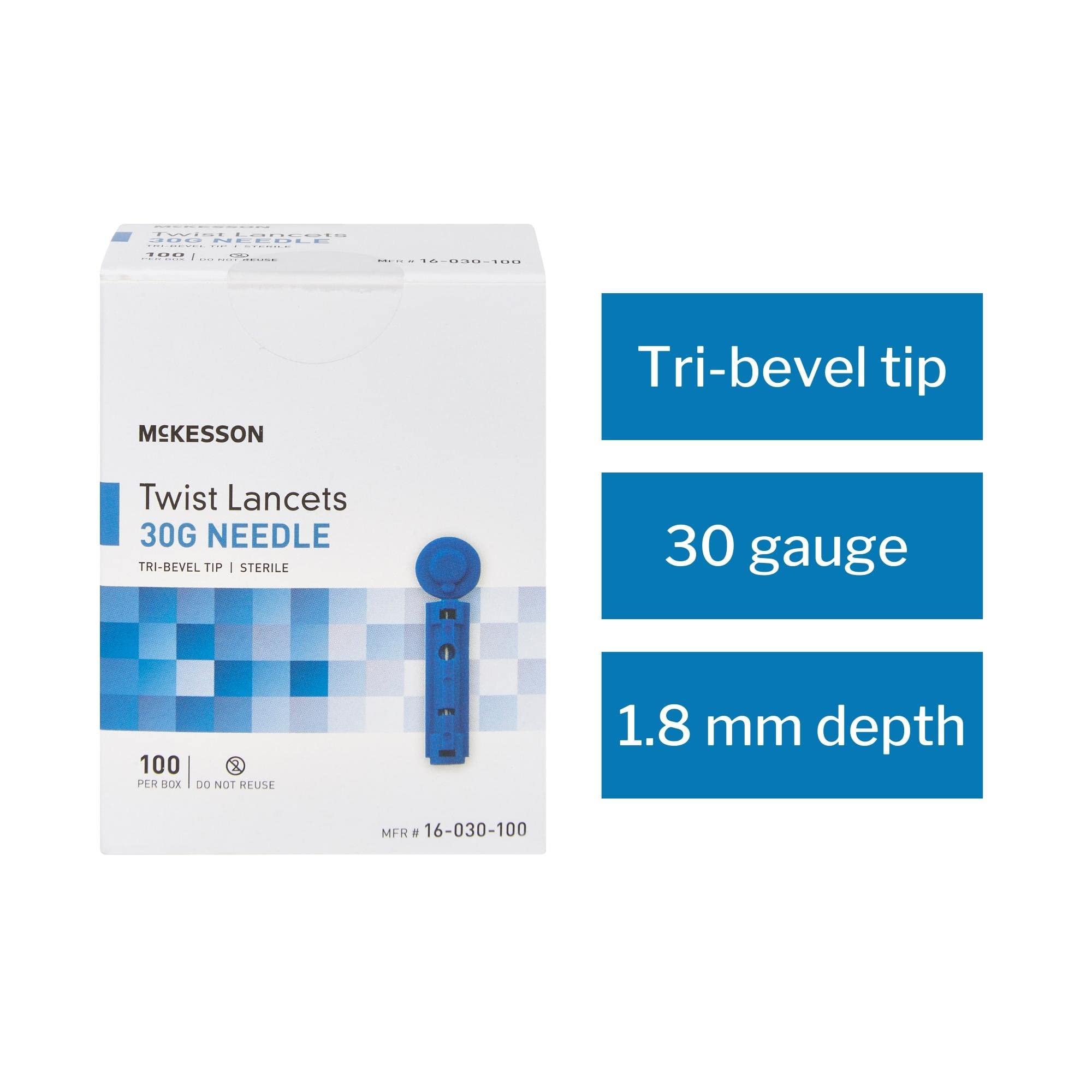 McKesson Twist Lancets - 30G Needle, Ideal for Blood Testing, Blue Lancets for Blood Surgar Testing, 100 Count, 50 Packs, 5000 Total - Image 3