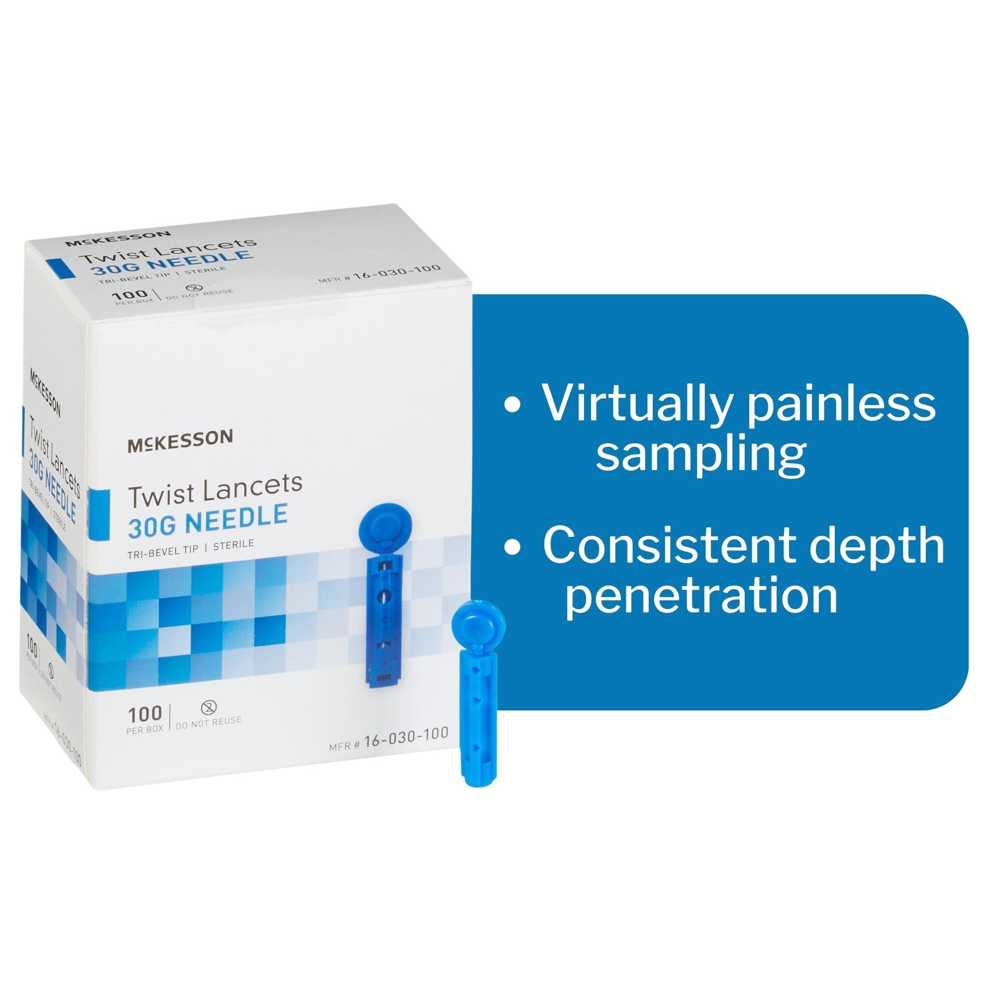 McKesson Twist Lancets - 30G Needle, Ideal for Blood Testing, Blue Lancets for Blood Surgar Testing, 100 Count, 50 Packs, 5000 Total - Image 4