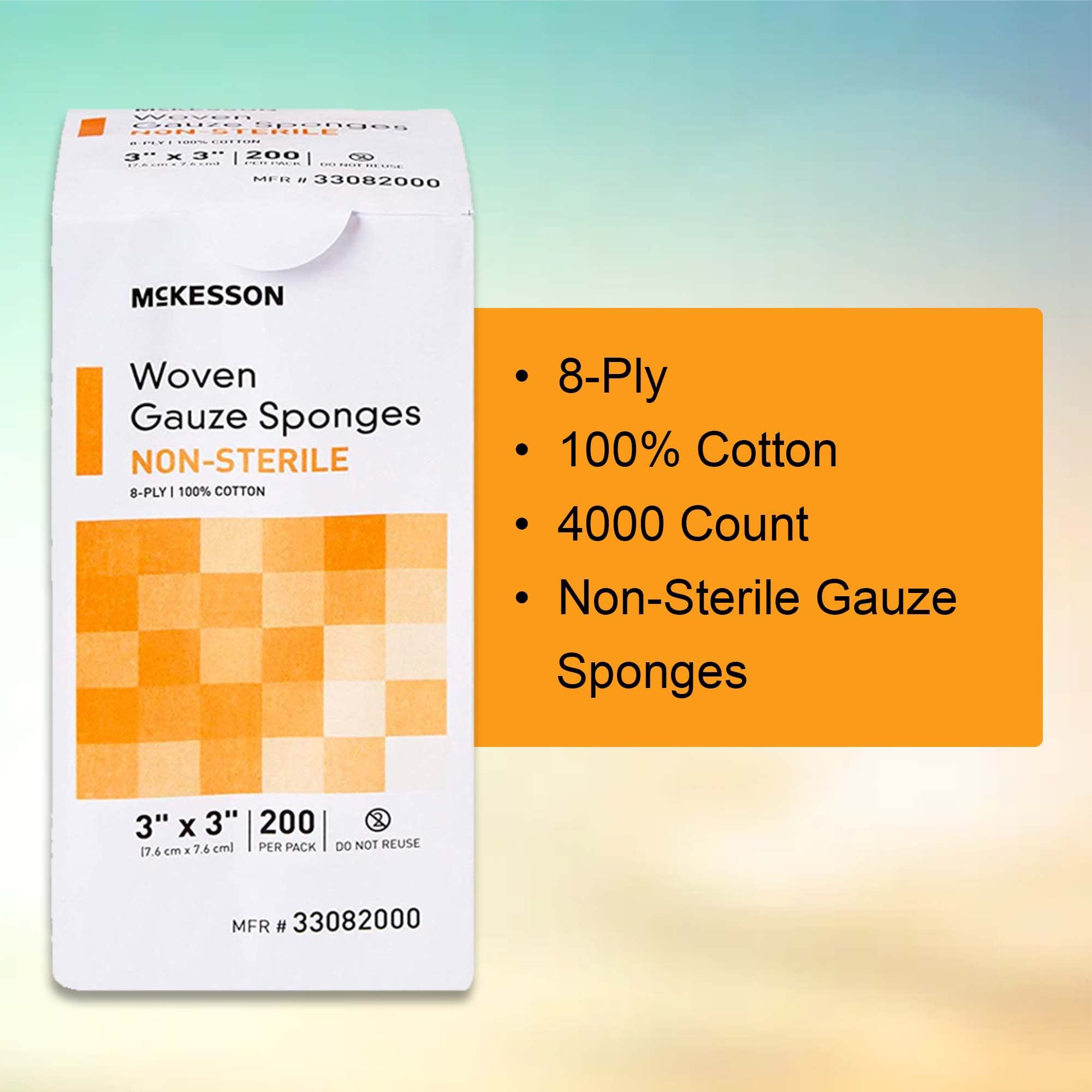 McKesson Woven Gauze Sponges, Non-Sterile, 8-Ply, 100% Cotton, 3 in x 3 in, 200 per Pack, 20 Packs, 4000 Total - Image 8