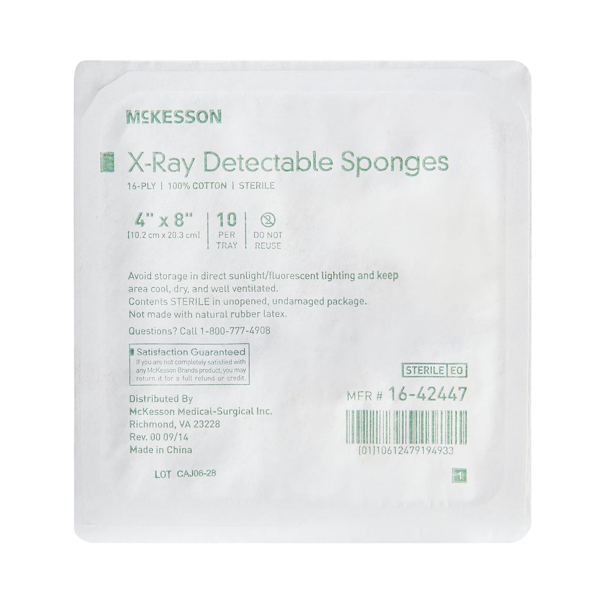 McKesson X-Ray Detectable Sponge, Sterile, 16-Ply, 4 in x 8 in, 10 per Pack, 80 Packs, 800 Total - Image 7